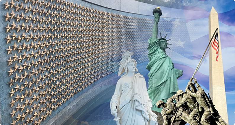Collage of US Statues